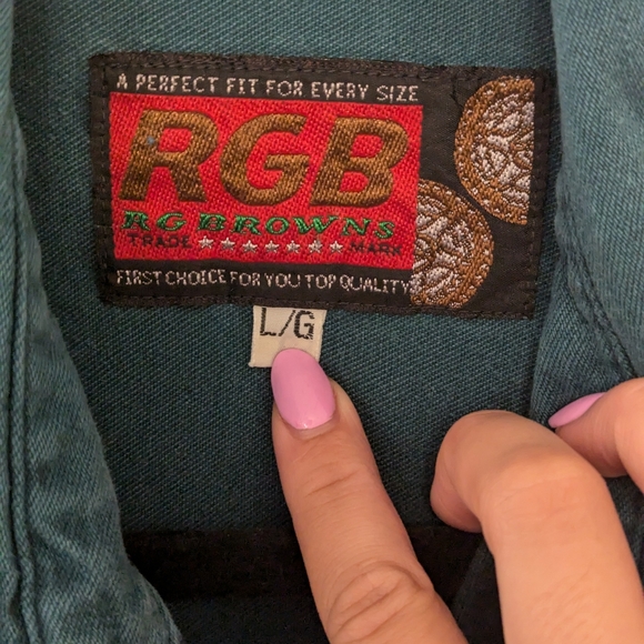 RGB Browns Trade Mark Vintage Teal Denim & Aztec Print Button Up - Picture 12 of 12